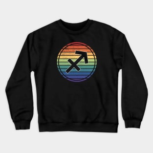 Vintage Distressed Rainbow Gay Pride Zodiac Sagittarius Crewneck Sweatshirt
